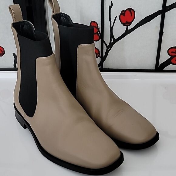 Everlane The Italian Leather Tan Chelsea Square Toe Ankle Boot Size 7 - Picture 9 of 9